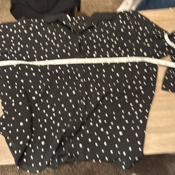 NWT women’s blouse size xl Black and White Polka Dot Women's Top sheer sleeves - Picture 9 of 12
